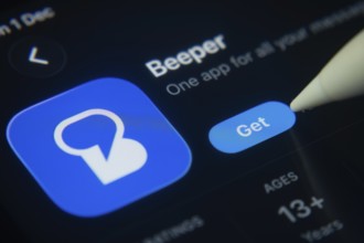 Dhaka, Bangladesh- 01 Dec 2025: A close-up of the Beeper app icon in the App Store on an iPad