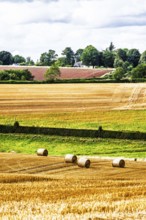 Straw bales in the Scottish fields, Southeast Scotland, UK