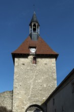 Charroux labelled The Most Beautiful Villages of France, Belfry and the door of the clock, Allier