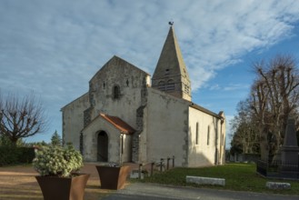 Painted church St Aignan's, Church of Begues. Allier department. Auvergne Rhone Alpes. France.