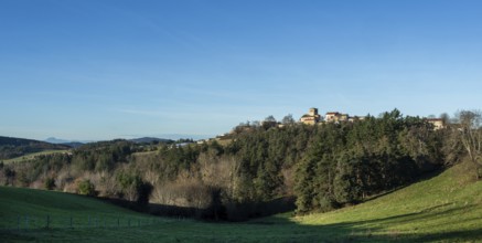 Saint Hilaire village. Natural regional park of Livradois Forez. Interior of Roman church