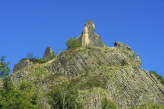 Ruins of medieval castle of Buron. Puy de Dome. Auvergne Rhone Alpes. France