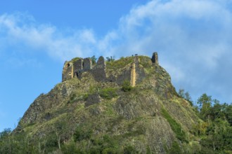 Buron village and his castle. Puy de Dome. Auvergne Rhone Alpes. France
