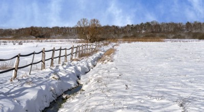 Winter landscape, fields and fields in Berlin Lübars, a village in Berlin Reinickendorf, Germany