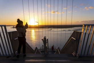 Viewing platform of the Atlantic Sail City Hotel Hochhaus, view over the whole of Bremerhaven