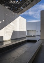 Interior design in Louvre Abu Dhabi, art museum by French architect Jean Nouvel, buildings on