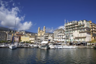 Old port with marina and church of Saint Jean-Baptiste à Bastia or church of St. John the Baptist,