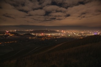 View from Kapellberg near Fellbach across the Neckar Valley to Stuttgart on New Year's Eve from