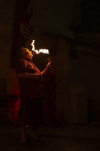 Fire Breather, Raunacht, Winter, Waldburg Castle, Waldburg, Allgäu, Baden-Württemberg, Germany