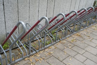 Several bicycle racks next to each other, Bavaria, Germany