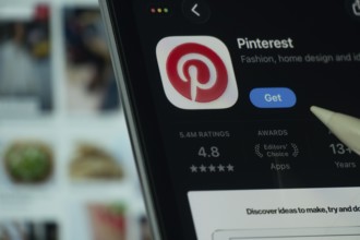 Dhaka, Bangladesh- 24 Oct 2025: A iPad screen displaying the Pinterest app on App store