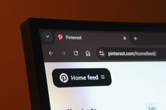 Dhaka, Bangladesh- 02 June 2025: Close-up of a computer screen displaying the Pinterest web