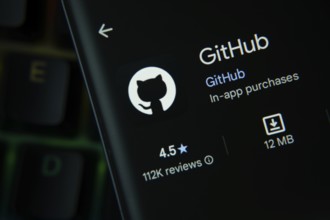 Dhaka, Bangladesh- 27 July 2025: GitHub app from Google Playstore is displayed on a smartphone