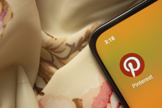 Dhaka, Bangladesh- 07 May 2025: Pinterest app icon is seen on smartphone
