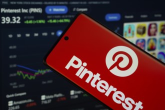Dhaka, Bangladesh- 5 March 2025: Pinterest logo is displayed on a smartphone screen, with a stock