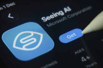 Dhaka, Bangladesh- 01 Dec 2025: A close-up of the Microsoft Seeing Ai app icon in the App Store on