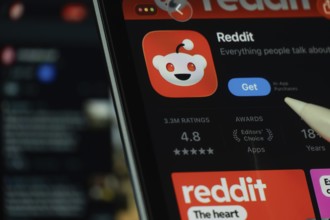 Dhaka, Bangladesh- 24 Oct 2025: A iPad screen displaying the Reddit app on App store