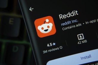 Dhaka, Bangladesh- 27 July 2025: Reddit app from Google Playstore is displayed on a smartphone