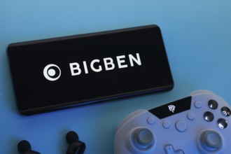 Dhaka, Bangladesh- 22 March 2025: Bigben Interactive logo displayed on a smartphone surrounded by