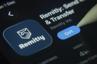 Dhaka, Bangladesh- 01 Dec 2025: A close-up of the Remitly app icon in the App Store on an iPad