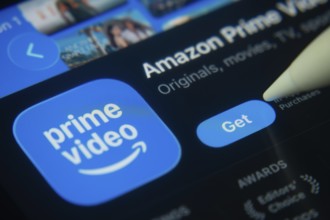 Dhaka, Bangladesh- 01 Dec 2025: A close-up of the Amazon Prime Video app icon in the App Store on