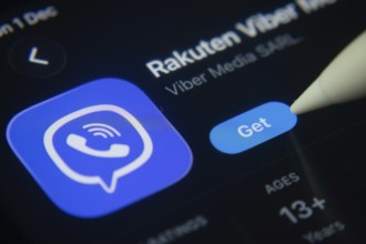 Dhaka, Bangladesh- 01 Dec 2025: A close-up of the Rakuten Viber app icon in the App Store on an