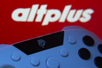 Dhaka, Bangladesh- 24 Mar 2025: A close-up of a gamepad with the altplus seen on screen in the