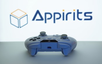 Dhaka, Bangladesh- 08 Apr 2025: A gaming controller in front of a Appirits screen