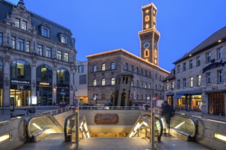 Fürth Town Hall in evening lighting, the tower is imitated the tower of the Palazzo Vecchio in