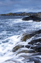 Raging water at Storseisund Bridge, Atlantic Road, Atlanterhavsveien, Karvag, Vevang, West Coast,