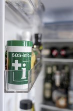 Emergency box in a refrigerator, it contains a comprehensive information sheet which gives