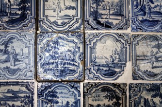 Detail, Faience tiled stove or Kachelofen from Northern Germany, ca. 1800, Keramik.um museum, an