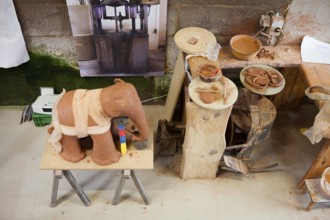 A pottery workshop in the Keramik.um museum, an exhibition house dedicated to the history of