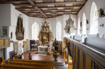 Inner view, Saint Giles or market church St. Aegidien, Osterode, Upper Harz region, Lower Saxony,