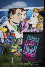 Graffiti on the former US eavesdropping facility on Teufelsberg in Grunewald, Berlin, Germany