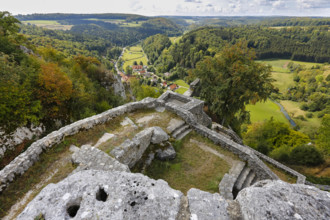 Castle ruins of Hohengundelfingen, ruins of a medieval hilltop castle, former headquarters of the