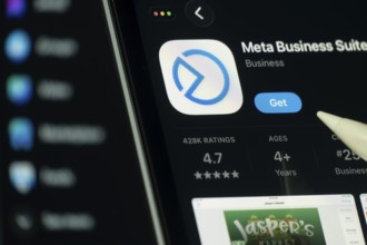 Dhaka, Bangladesh- 24 Oct 2025: A iPad screen displaying the Meta Business Suite app on App store