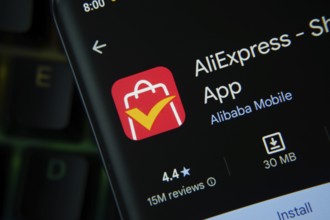 Dhaka, Bangladesh- 21 Nov 2025: AliExpress app from Google Playstore is displayed on a smartphone