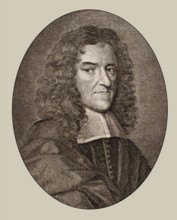 Portrait of John Playford, 1623–1686, a London bookseller, publisher of books on music theory,
