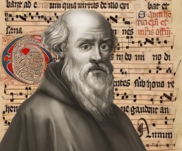 Portrait of Guido of Arezzo, 992 – after 1033, Italian Benedictine monk, music theorist and