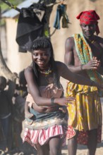 Traditional dance, brightly decorated woman of the Hakaona tribe, also Havakona or Hakawona, near