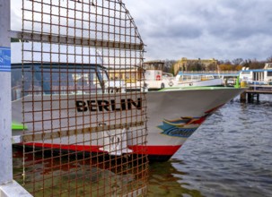 Stern- und Kreisschiffahrt ships spend the winter in the port of Berlin Tegel, Germany