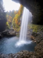 Waterfall mountain list in autumn-colored surroundings, Linthal, Klausenpass, Canton of Glarus,