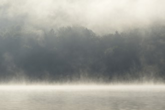 Hennesee, fog, rising clouds of fog, Hennetalsperre, Sauerland-Rothaargebirge nature park Park,