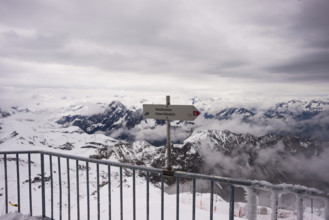 Another onset of winter in May, panorama from the summit station of the Nebelhorn, 2224m, to