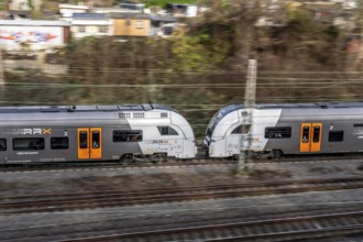 RRX, Rhein-Ruhr-Express, regional traffic, on the route east, in front of Essen main station,