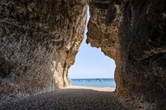 Rock cave on the beach at Cala Luna, Golfo di Orosei, Baunei, Sardinia, Italy