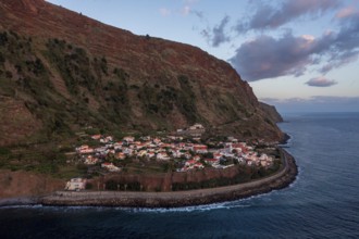 Aerial view, Jardim do Mar, cliffs, Madeira, Portugal