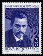 Stamp with portrait of Rainer Maria Rilke, 1875 – 1926, Austrian poet and novelist, digitally