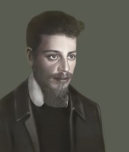 Portrait of Rainer Maria Rilke, 1875 – 1926, Austrian poet and novelist, based on a picture by